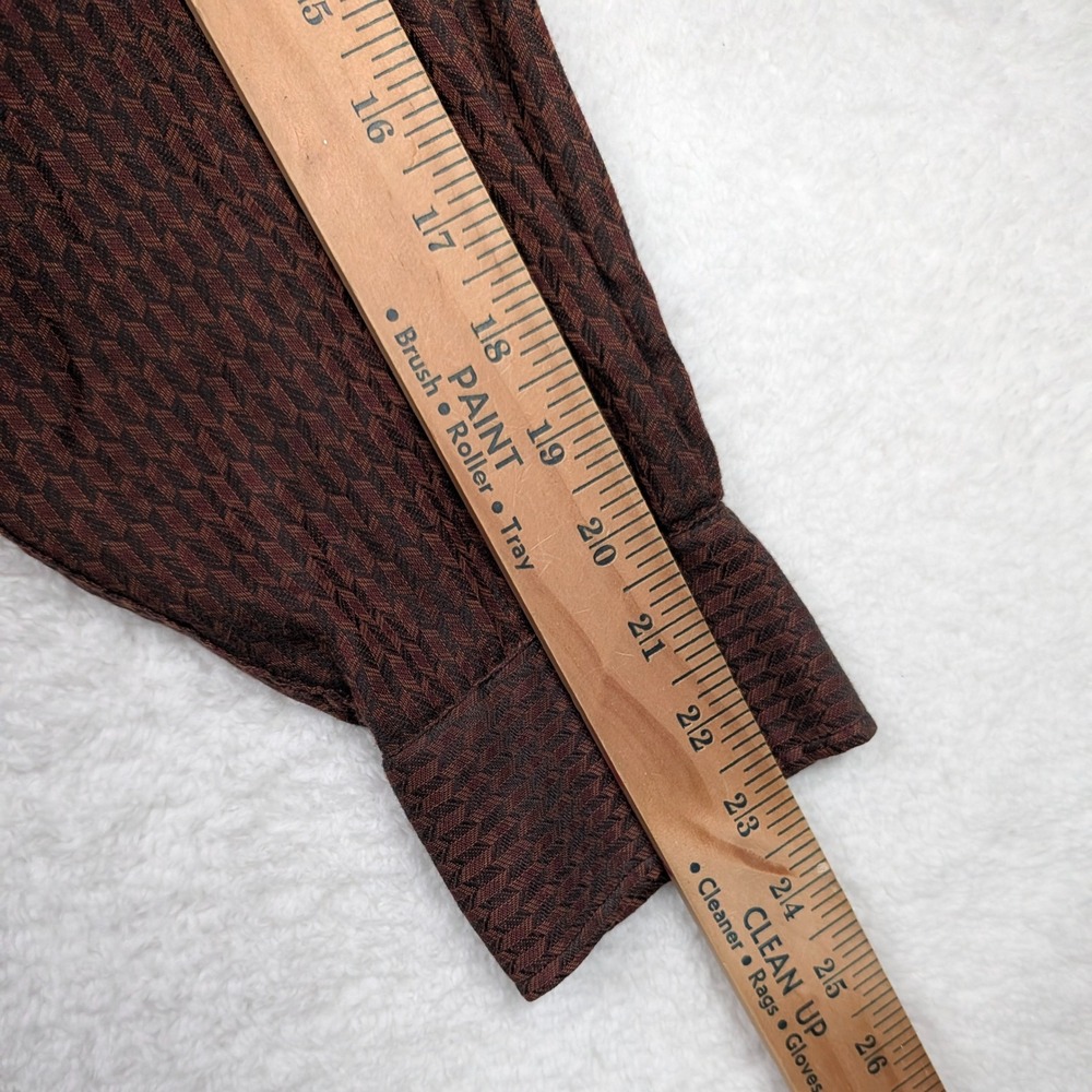 Vintage Neiman Marcus Shirt Mens L Brown Geometric Woven Button Made USA 70s 80s - Picture 8 of 10